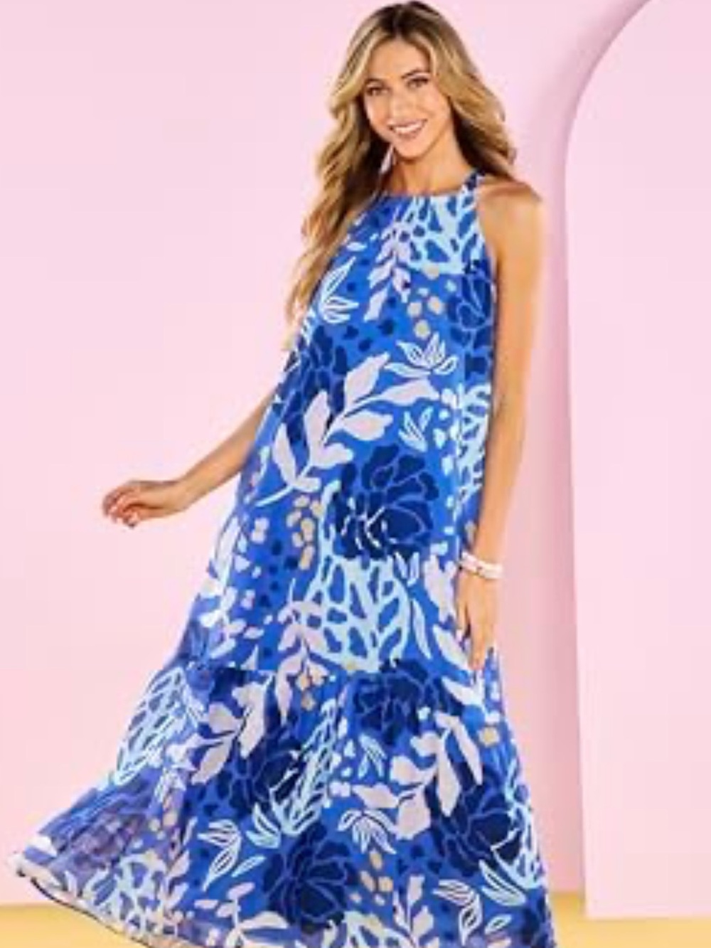 Mud Pie Blue Floral Maxi Dress